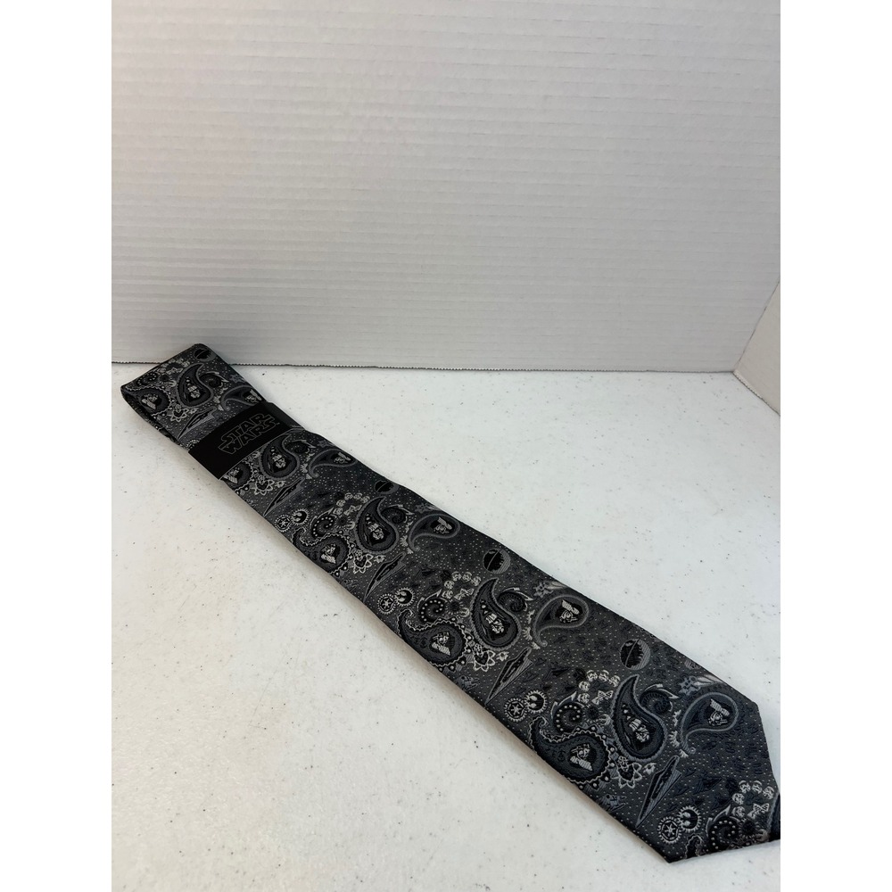 Star Wars Darth Vader Paisley Silk Blend Necktie Grey Black Imperial Crest Tie